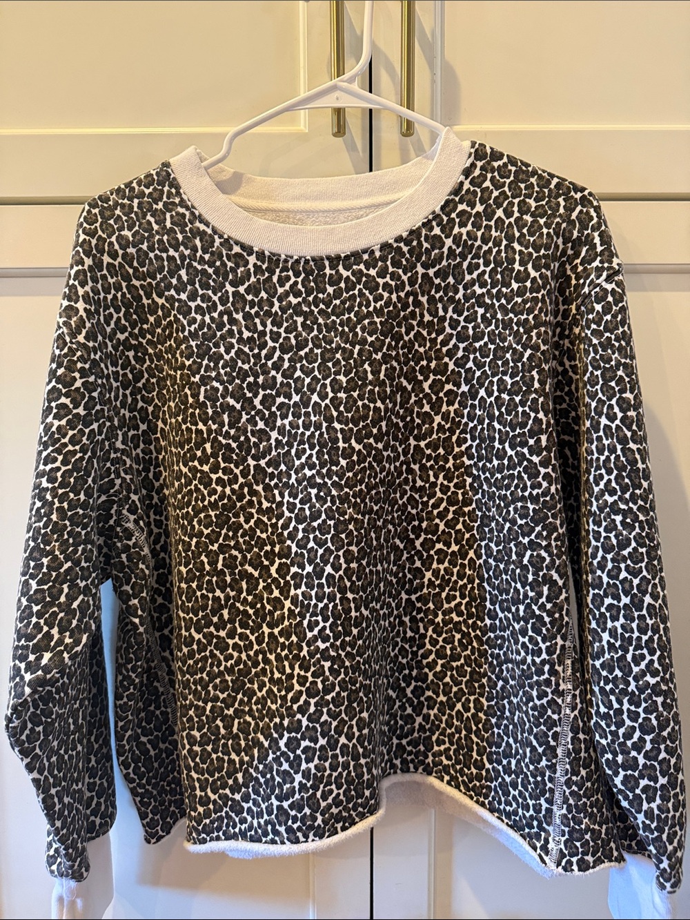 Current/Elliott Leopard-Print Crewneck Sweater in Brown and Black